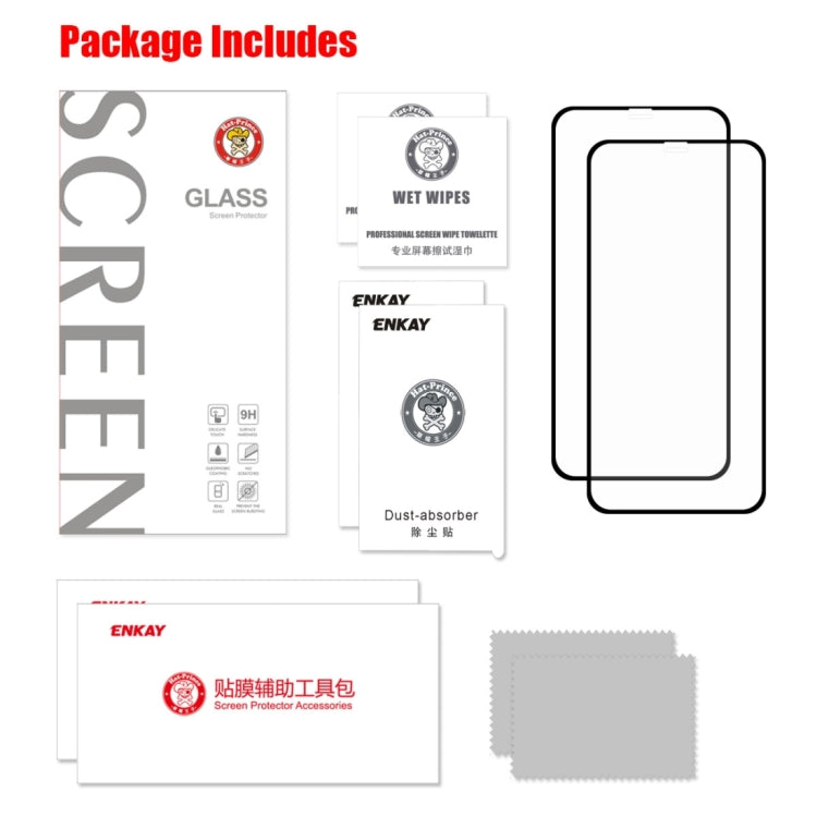 Para iPhone X / XS 2 piezas ENKAY Hat-Prince 0,2 mm 9H 2.5D Película de vidrio templado de pantalla completa, For X / XS  (2.5D)