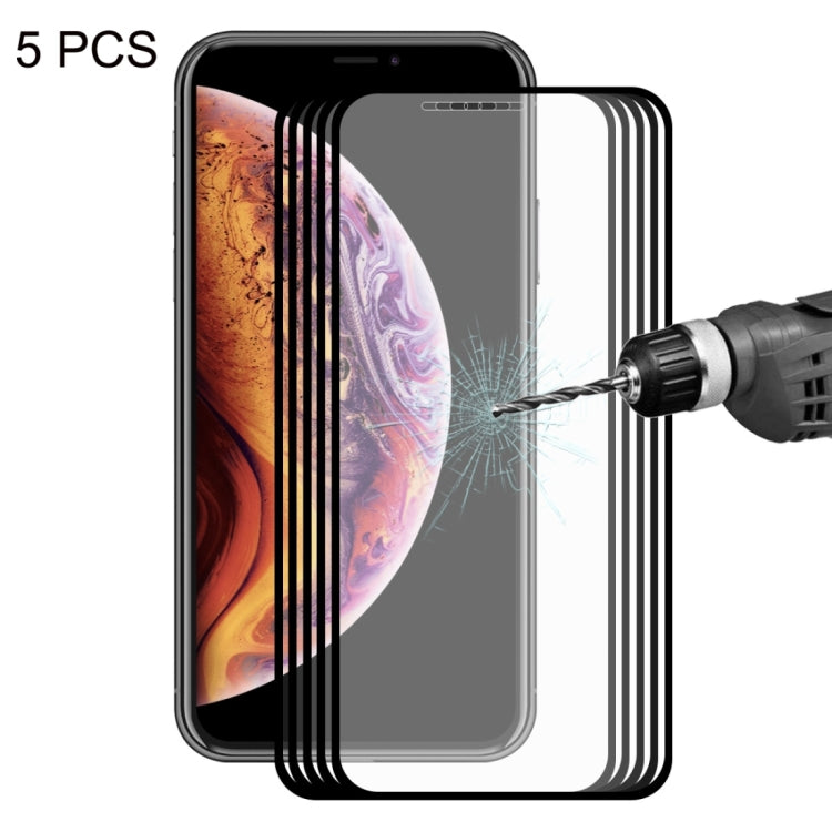 Para iPhone X / XS 5 piezas ENKAY Hat-Prince 0,2 mm 9H 2.5D Película de vidrio templado de pantalla completa, For X / XS (2.5D)