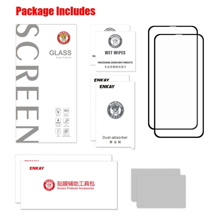Para iPhone XS Max 2 piezas ENKAY Hat-Prince 0,2 mm 9H 2.5D Película de vidrio templado de pantalla completa, For XS Max
