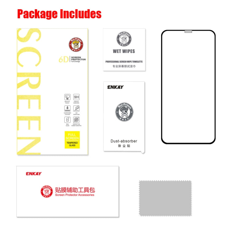 Para iPhone 11 Pro Max / XS Max ENKAY Hat-Prince 0.26mm 9H 6D Película de vidrio templado de pantalla completa curvada, For XS Max (6D)