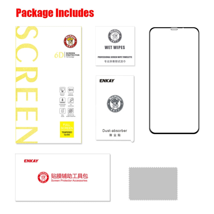 Para iPhone XR ENKAY Hat-Prince 0,26 mm 9H 6D Película de vidrio templado de pantalla completa curvada, For XR (6D)
