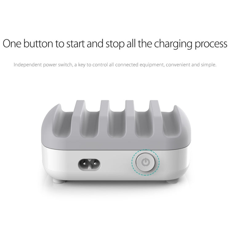 ORICO DUK-5P Estación de carga inteligente con 5 puertos USB de 40 W y soporte para teléfono y tableta, EU Plug