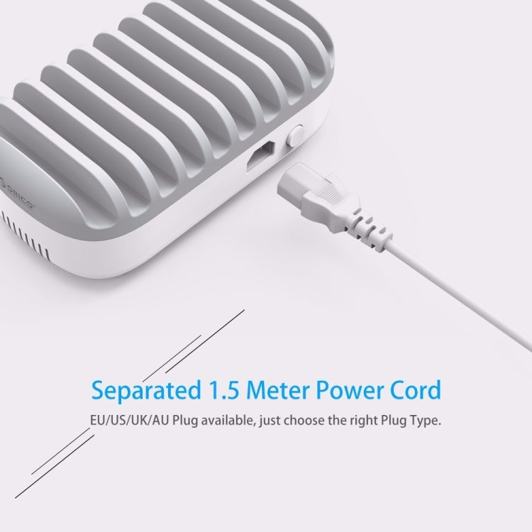 ORICO DUK-10P Estación de carga inteligente con 10 puertos USB de 120 W y soporte para teléfono y tableta, EU Plug(Black), EU Plug(White), US Plug(Black), US Plug(White), UK Plug(Black), UK Plug(White), AU Plug(Black), AU Plug(White)