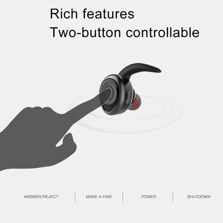 AWEI T1 Auriculares deportivos IPX4 Auriculares estéreo inalámbricos Bluetooth V4.2 a prueba de agua, soporte TWS, T1