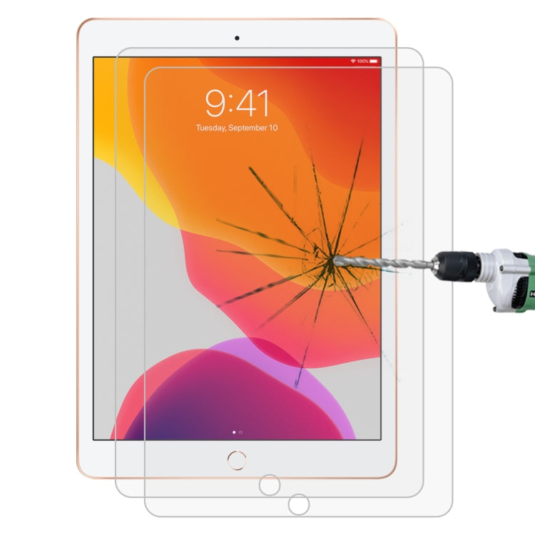 2 PCS para iPad 10.2 2021/2020/2019 9H Película de vidrio templado a prueba de explosiones de borde recto, For iPad 10.2 2021 / 2020 / 2019