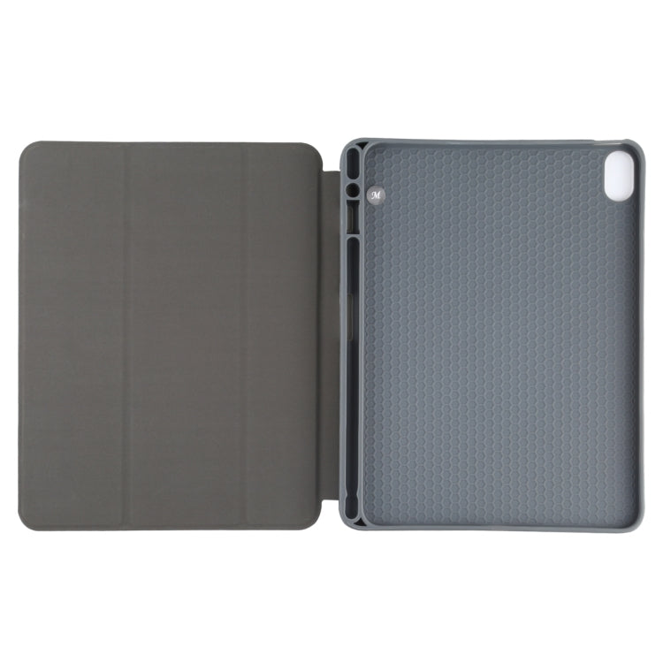 Mutural YASHI Series TPU + PU Patrón de tela Textura Funda de cuero con tapa horizontal con soporte plegable triple y ranura para bolígrafo y función de activación / suspensión para iPad Air 2022/2020 10.9, For iPad Air 2022 / 2020 10.9