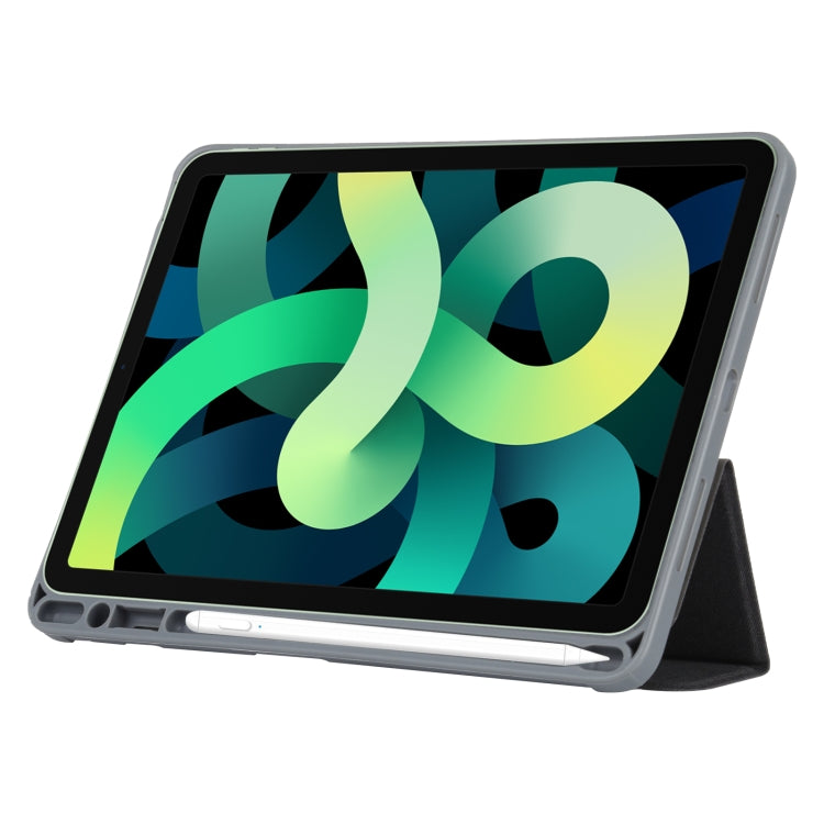 Mutural YASHI Series TPU + PU Patrón de tela Textura Funda de cuero con tapa horizontal con soporte plegable triple y ranura para bolígrafo y función de activación / suspensión para iPad Air 2022/2020 10.9, For iPad Air 2022 / 2020 10.9