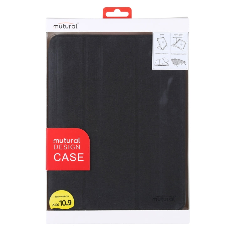 Mutural YASHI Series TPU + PU Patrón de tela Textura Funda de cuero con tapa horizontal con soporte plegable triple y ranura para bolígrafo y función de activación / suspensión para iPad Air 2022/2020 10.9, For iPad Air 2022 / 2020 10.9