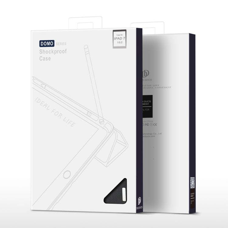 Para iPad 10.2 DUX DUCIS Domo Series Funda de cuero PU magnética con tapa horizontal con soporte plegable triple y ranura para bolígrafo y función de suspensión / activación, For iPad 10.2