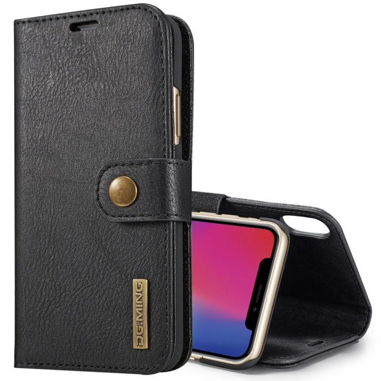 Para iPhone X / XS DG.MING Crazy Horse Texture Funda protectora magnética desmontable con tapa horizontal con soporte, ranuras para tarjetas y billetera, iPhone  X, For  X, iPhone X