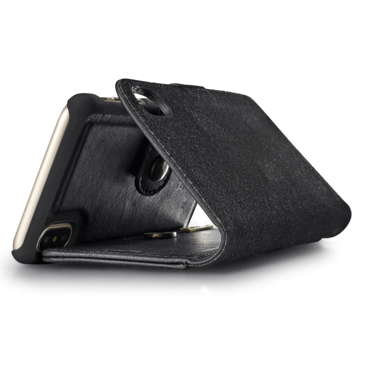 Para iPhone X / XS DG.MING Crazy Horse Texture Funda protectora magnética desmontable con tapa horizontal con soporte, ranuras para tarjetas y billetera, iPhone  X, For  X, iPhone X