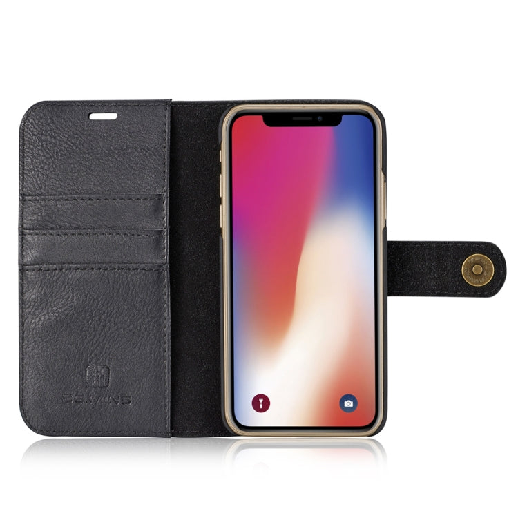 Para iPhone X / XS DG.MING Crazy Horse Texture Funda protectora magnética desmontable con tapa horizontal con soporte, ranuras para tarjetas y billetera, iPhone  X, For  X, iPhone X