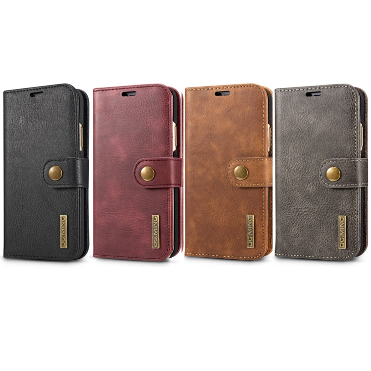 Para iPhone X / XS DG.MING Crazy Horse Texture Funda protectora magnética desmontable con tapa horizontal con soporte, ranuras para tarjetas y billetera, iPhone  X, For  X, iPhone X