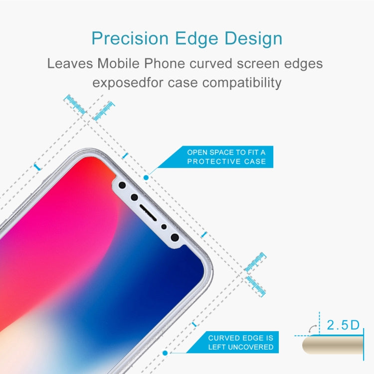 Para iPhone X 9H Dureza superficial 2.5D Vidrio templado transparente Protector de pantalla frontal + trasero
