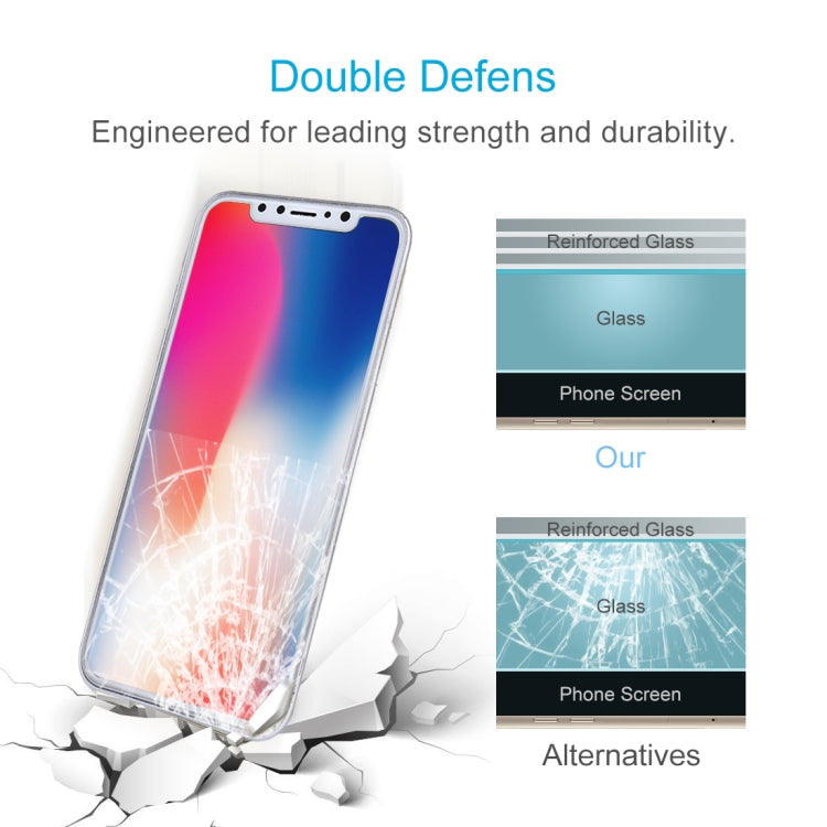 Para iPhone X 9H Dureza superficial 2.5D Vidrio templado transparente Protector de pantalla frontal + trasero