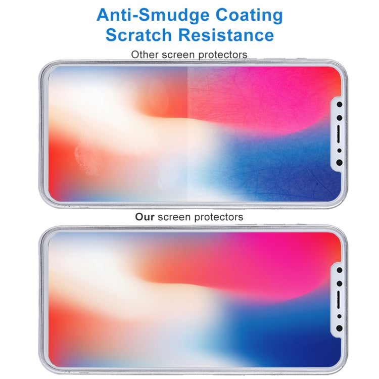 Para iPhone X 9H Dureza superficial 2.5D Vidrio templado transparente Protector de pantalla frontal + trasero