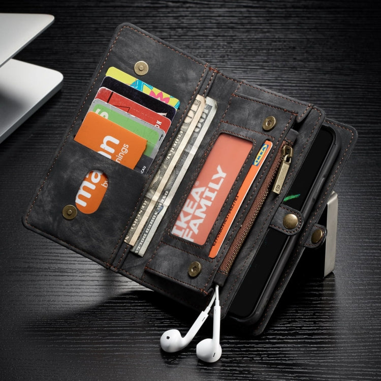 Para iPhone X / XS CaseMe-008 TPU + PC Absorción magnética Cubierta trasera desmontable Funda de cuero con tapa horizontal con soporte, ranuras para tarjetas, billetera con cremallera y marco de fotos