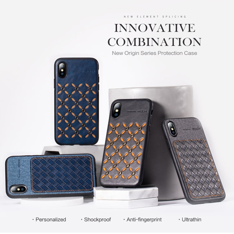 Para iPhone XS Max ROCK Origin Series Business TPU + Funda protectora de PU, For XS Max
