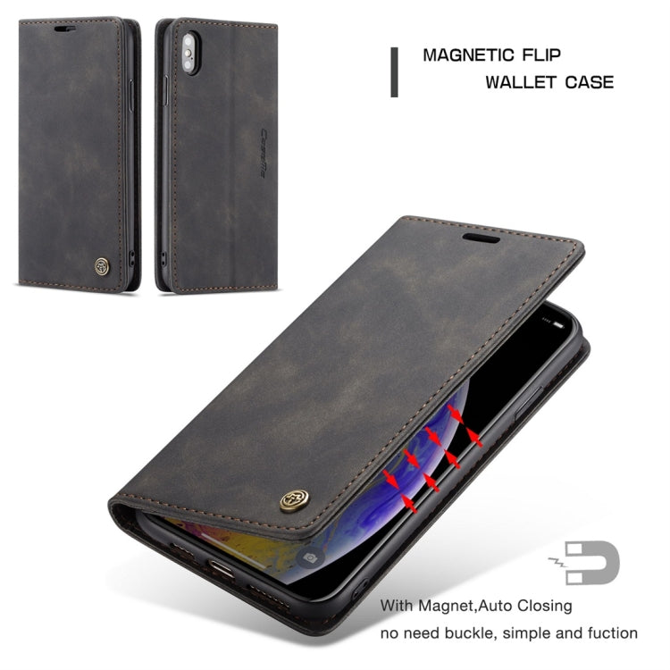 Para iPhone XS Max CaseMe-013 Funda de cuero con tapa horizontal esmerilada retro multifuncional con ranura para tarjeta, soporte y billetera, For iPhone XS Max