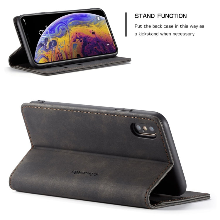 Para iPhone XS Max CaseMe-013 Funda de cuero con tapa horizontal esmerilada retro multifuncional con ranura para tarjeta, soporte y billetera, For iPhone XS Max