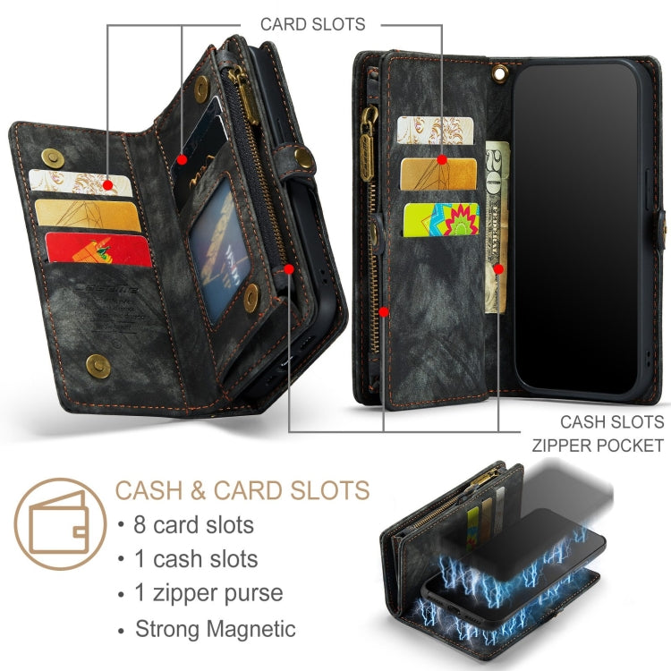 Para iPhone XS Max CaseMe Funda de cuero con tapa horizontal multifuncional desmontable con ranura para tarjeta, soporte, billetera con cremallera y marco de fotos, For iPhone XS Max