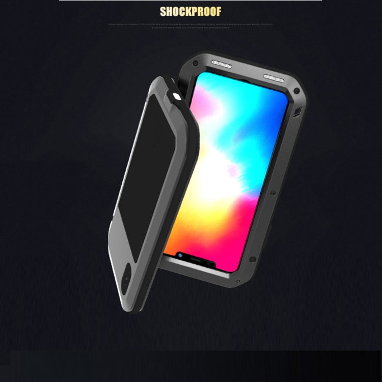 Para iPhone XS Max LOVE MEI Potente funda combinada de metal + silicona antideslizante a prueba de polvo y golpes, For XS Max