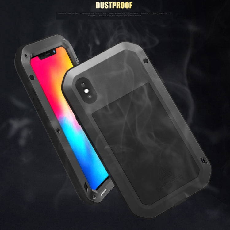 Para iPhone XS Max LOVE MEI Potente funda combinada de metal + silicona antideslizante a prueba de polvo y golpes, For XS Max