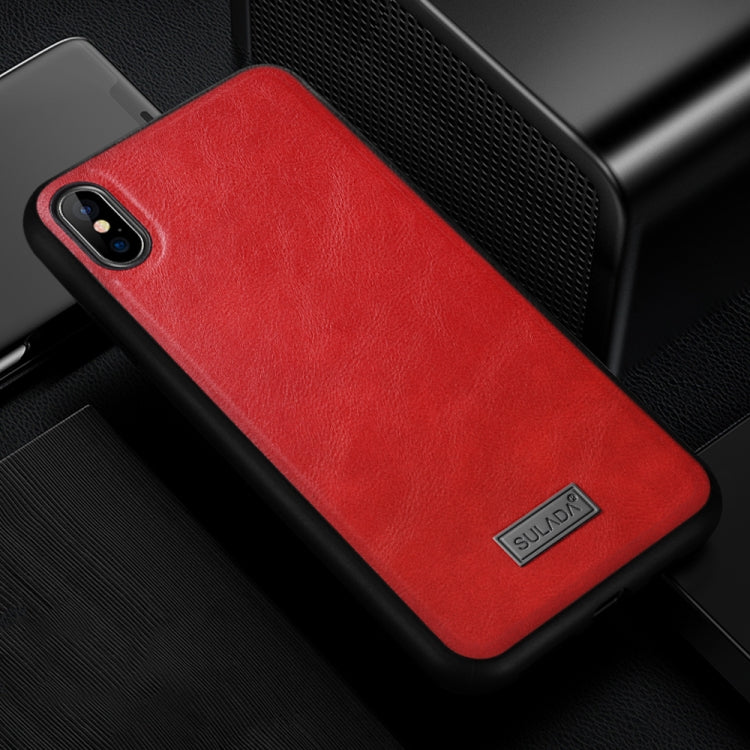Para iPhone XS Max SULADA TPU a prueba de golpes + Funda de cuero hecha a mano