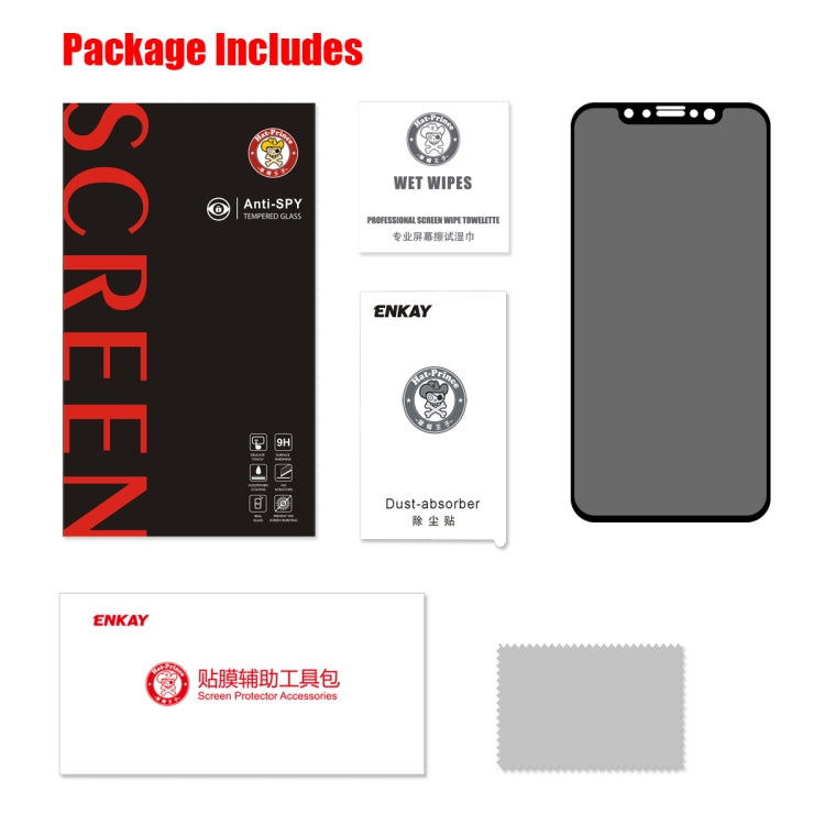 Para iPhone XS Max ENKAY Hat-Prince 0,26 mm 9H 6D Película de vidrio templado de pantalla completa antideslumbrante de privacidad, iPhone XS Max