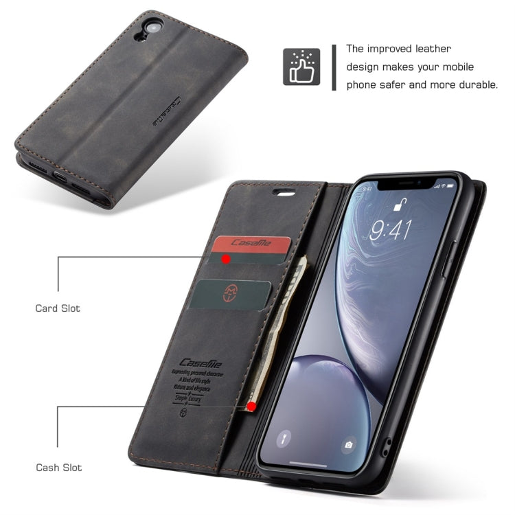 Para iPhone XR CaseMe-013 Funda de cuero con tapa horizontal esmerilada retro multifuncional con ranura para tarjeta, soporte y billetera, For iPhone XR