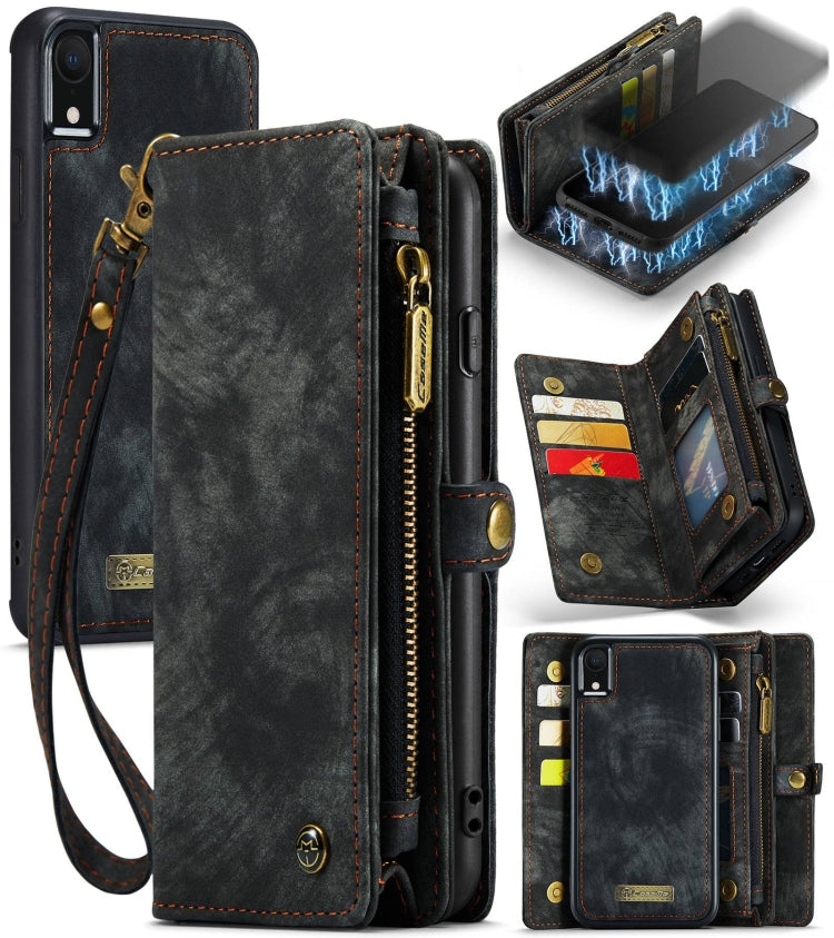 Para iPhone XR CaseMe Funda de cuero con tapa horizontal multifuncional desmontable con ranura para tarjetas, soporte, billetera con cremallera y marco de fotos, For iPhone XR, For iPhone  XR