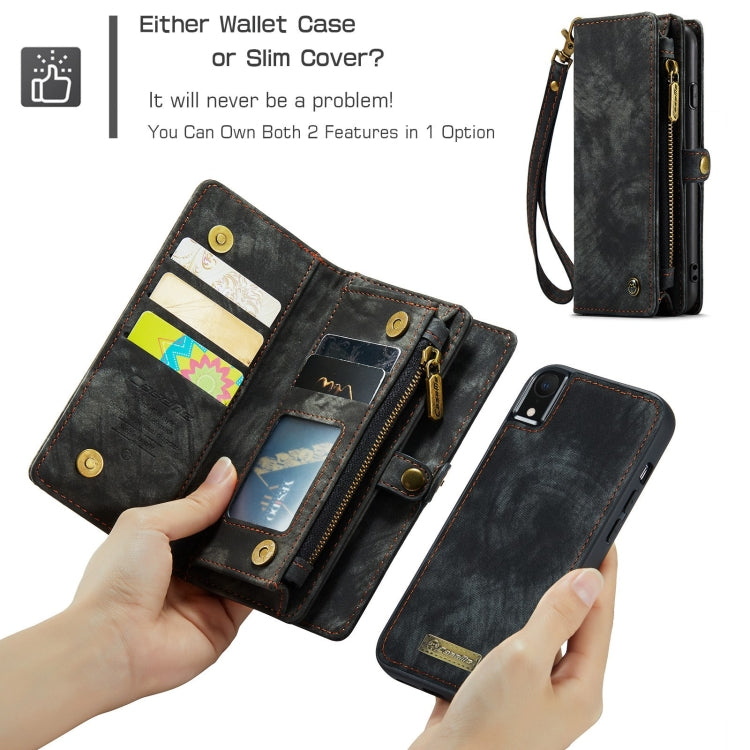 Para iPhone XR CaseMe Funda de cuero con tapa horizontal multifuncional desmontable con ranura para tarjetas, soporte, billetera con cremallera y marco de fotos, For iPhone XR, For iPhone  XR