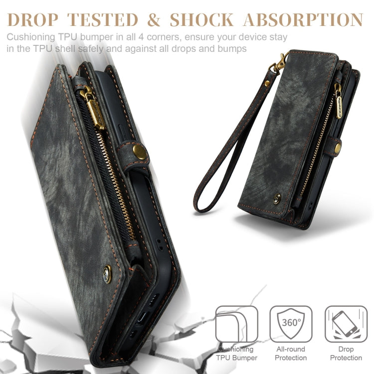 Para iPhone XR CaseMe Funda de cuero con tapa horizontal multifuncional desmontable con ranura para tarjetas, soporte, billetera con cremallera y marco de fotos, For iPhone XR, For iPhone  XR