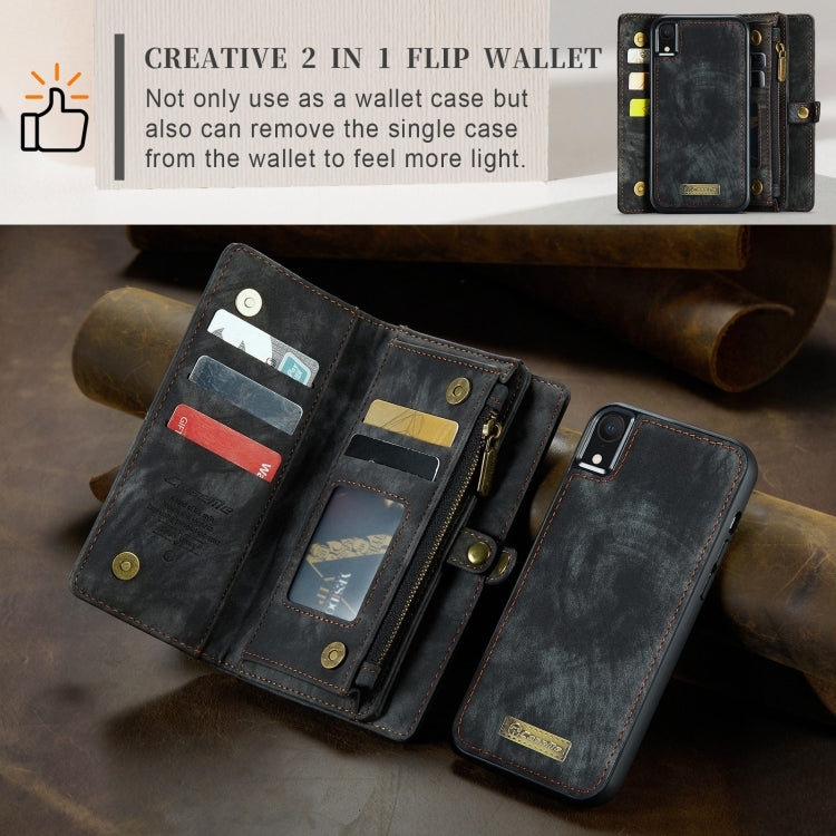 Para iPhone XR CaseMe Funda de cuero con tapa horizontal multifuncional desmontable con ranura para tarjetas, soporte, billetera con cremallera y marco de fotos, For iPhone XR, For iPhone  XR