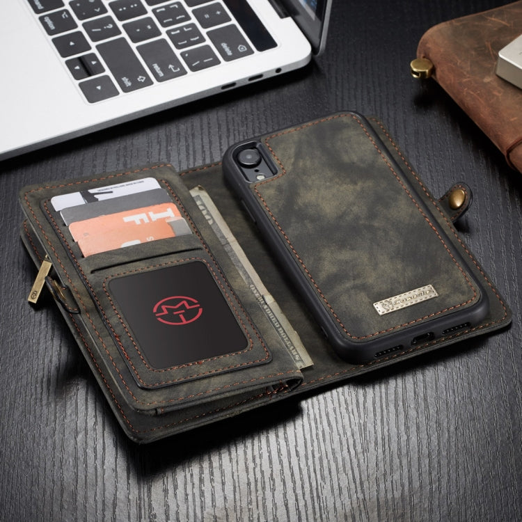 Para iPhone XR CaseMe Funda de cuero con tapa horizontal multifuncional desmontable con ranura para tarjetas, soporte, billetera con cremallera y marco de fotos, For iPhone XR, For iPhone  XR