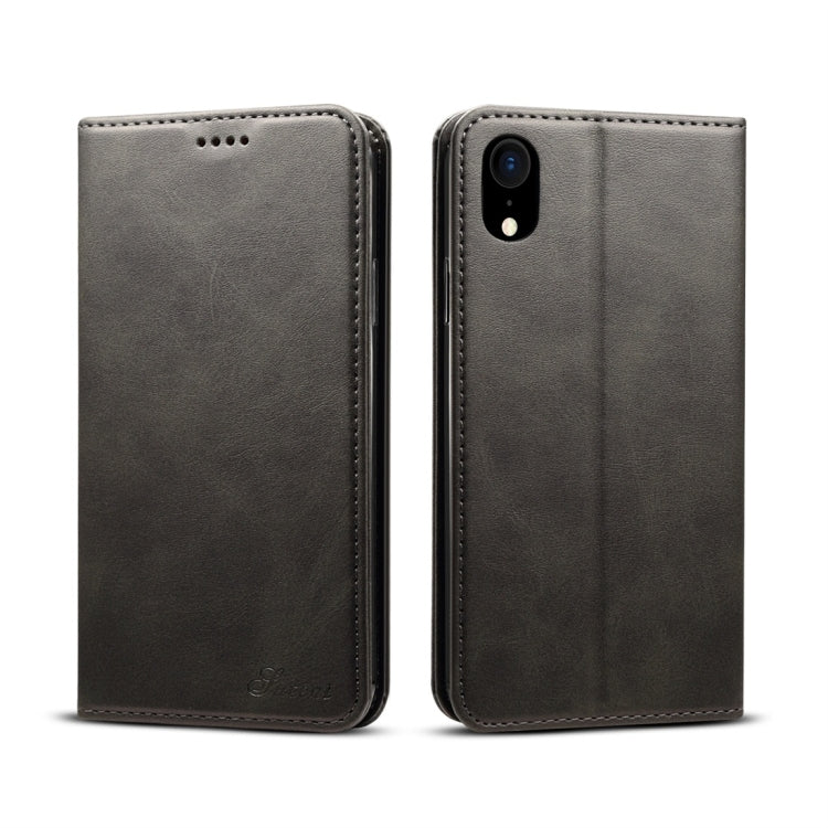 Para iPhone XR Suteni Funda de cuero con tapa horizontal con textura de becerro con soporte, ranuras para tarjetas y billetera, iPhone XR
