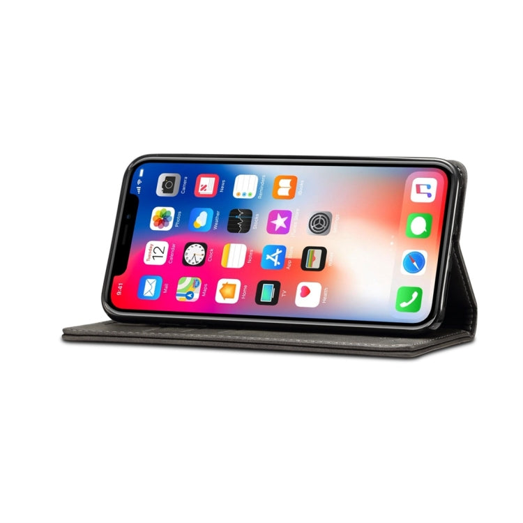 Para iPhone XR Suteni Funda de cuero con tapa horizontal con textura de becerro con soporte, ranuras para tarjetas y billetera, iPhone XR