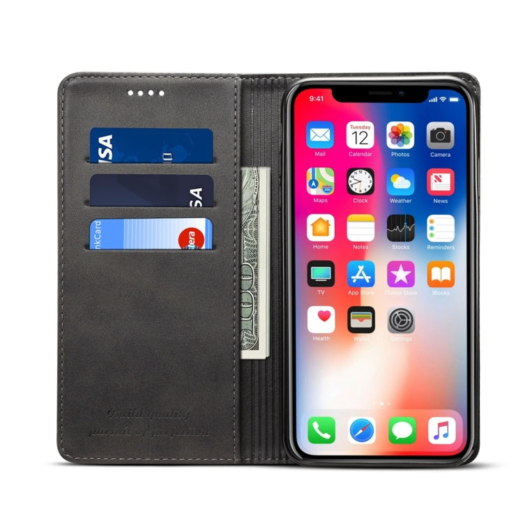 Para iPhone XR Suteni Funda de cuero con tapa horizontal con textura de becerro con soporte, ranuras para tarjetas y billetera, iPhone XR