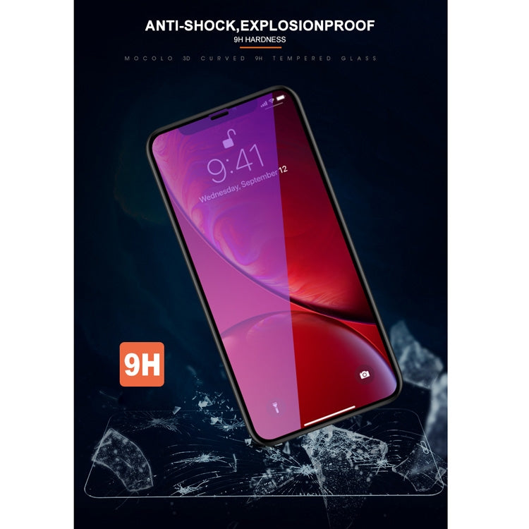 Para iPhone 11 / XR mocolo 0.33mm 9H 3D Película de vidrio templado anti-rayos azules con borde redondo, iPhone XR