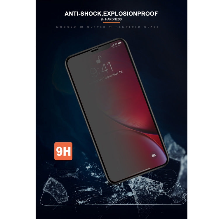 Para iPhone 11 / XR mocolo 0.33mm 9H 3D Película de vidrio templado antideslumbrante de privacidad con borde redondo, iPhone XR