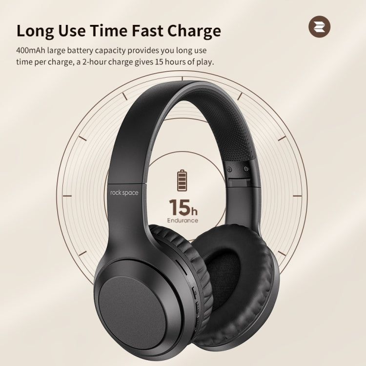 ROCK Space O2 HiFi Bluetooth 5.0 Auriculares inalámbricos con micrófono, compatible con tarjeta TF, Space O2