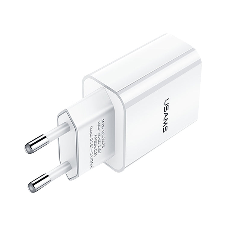 USAMS US-CC075 T18 2.1A Cargador de viaje USB único, enchufe de la UE, EU Plug