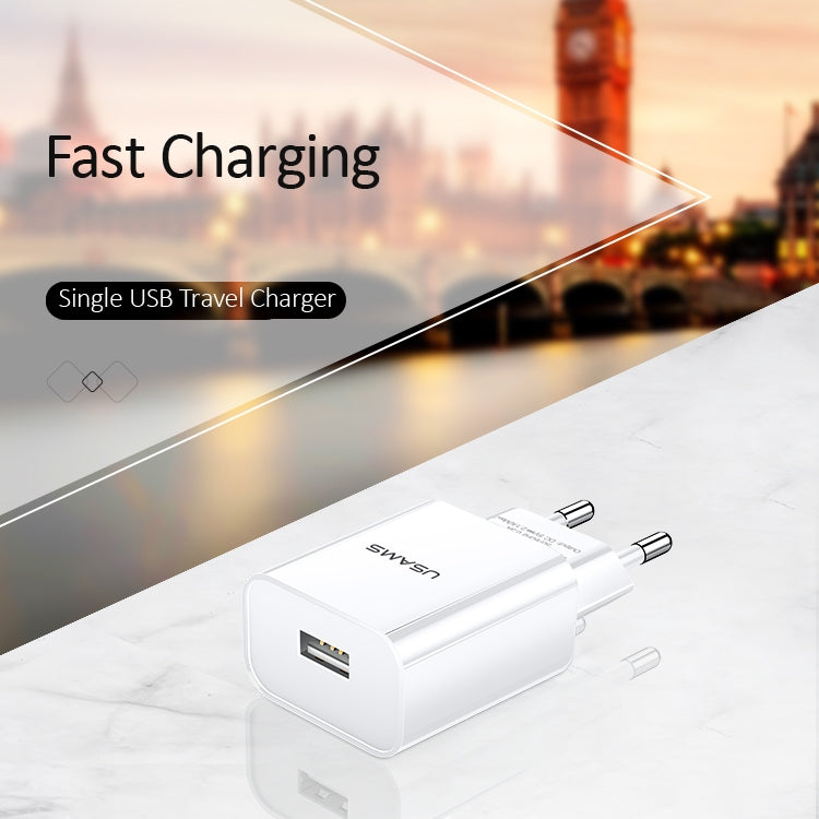 USAMS US-CC075 T18 2.1A Cargador de viaje USB único, enchufe de la UE, EU Plug
