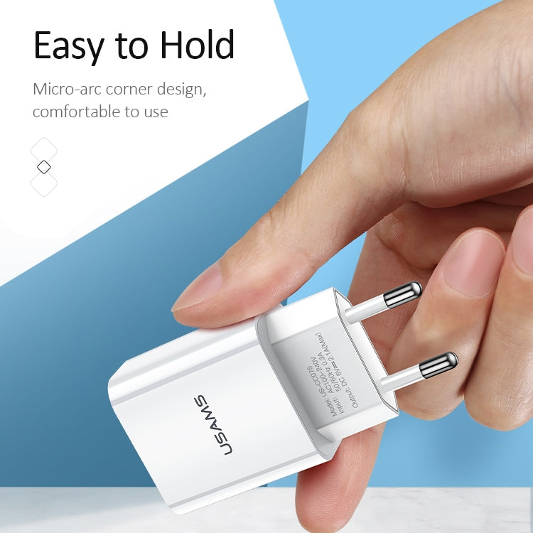 USAMS US-CC075 T18 2.1A Cargador de viaje USB único, enchufe de la UE, EU Plug