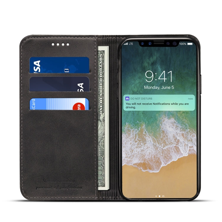 Para iPhone X / XS Funda de cuero con tapa horizontal con textura de becerro Suteni con soporte, ranuras para tarjetas y billetera, iPhone X / XS