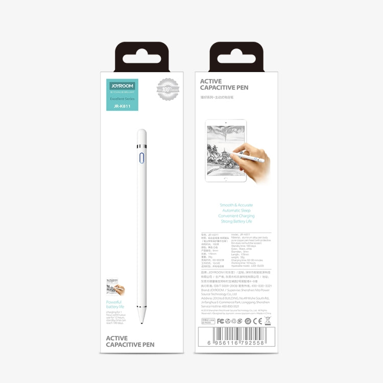 JOYROOM JR-K811 Excelente serie Micro USB recargable lápiz capacitivo activo con tapa magnética, compatible con Android e IOS