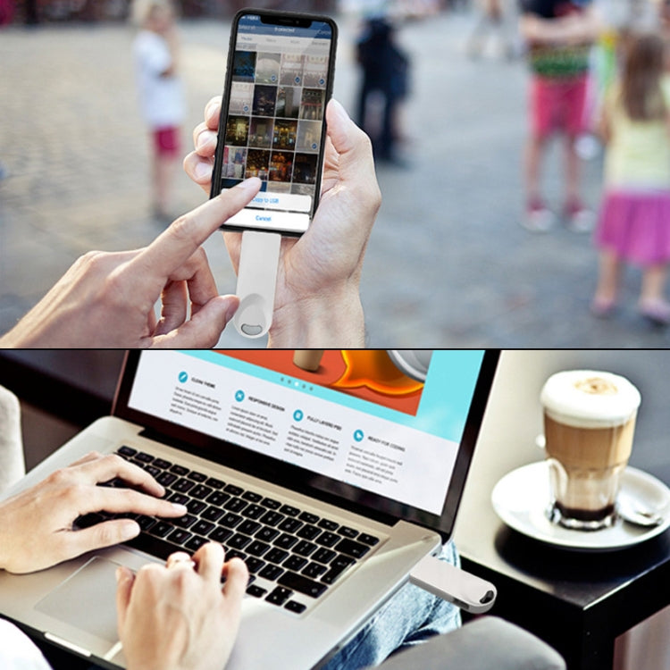 S29 3 en 1 64GB Micro USB + USB + Disco flash Twister de metal con interfaz de 8 pines, 64GB