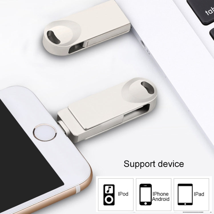 S29 3 en 1 128 GB Micro USB + USB + Disco flash Twister de metal con interfaz de 8 pines, 128GB