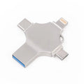 Cross 4 en 1 128GB 8 pines + Micro USB + USB-C / Type-C + USB 3.0 Disco flash de metal, 128GB