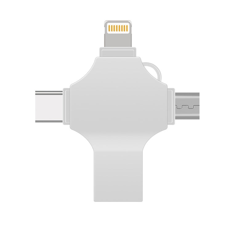 Cross 4 en 1 128GB 8 pines + Micro USB + USB-C / Type-C + USB 3.0 Disco flash de metal, 128GB